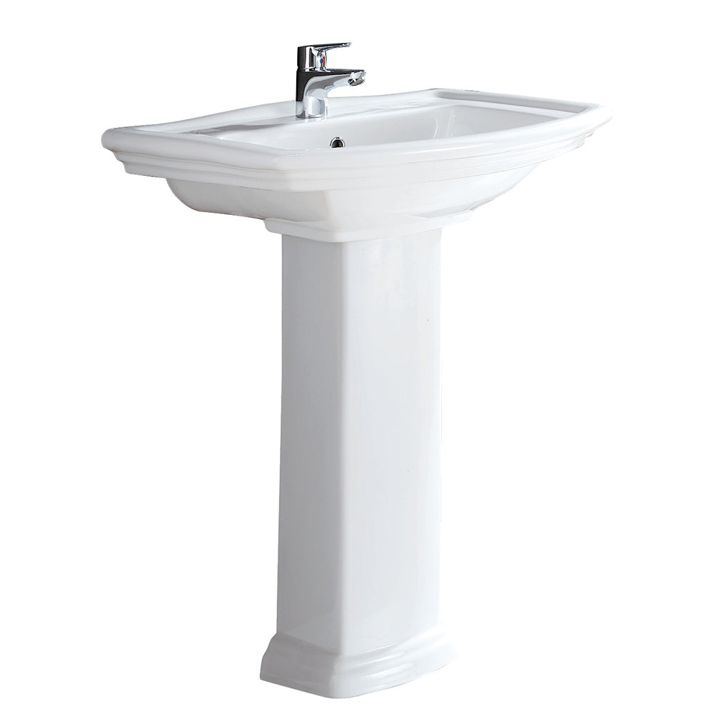 RAK Washington Pedestal Basin, Gloss White in Gloss White