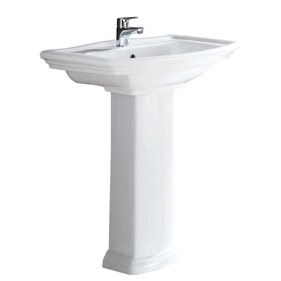 RAK Washington Pedestal Basin, Gloss White in Gloss White