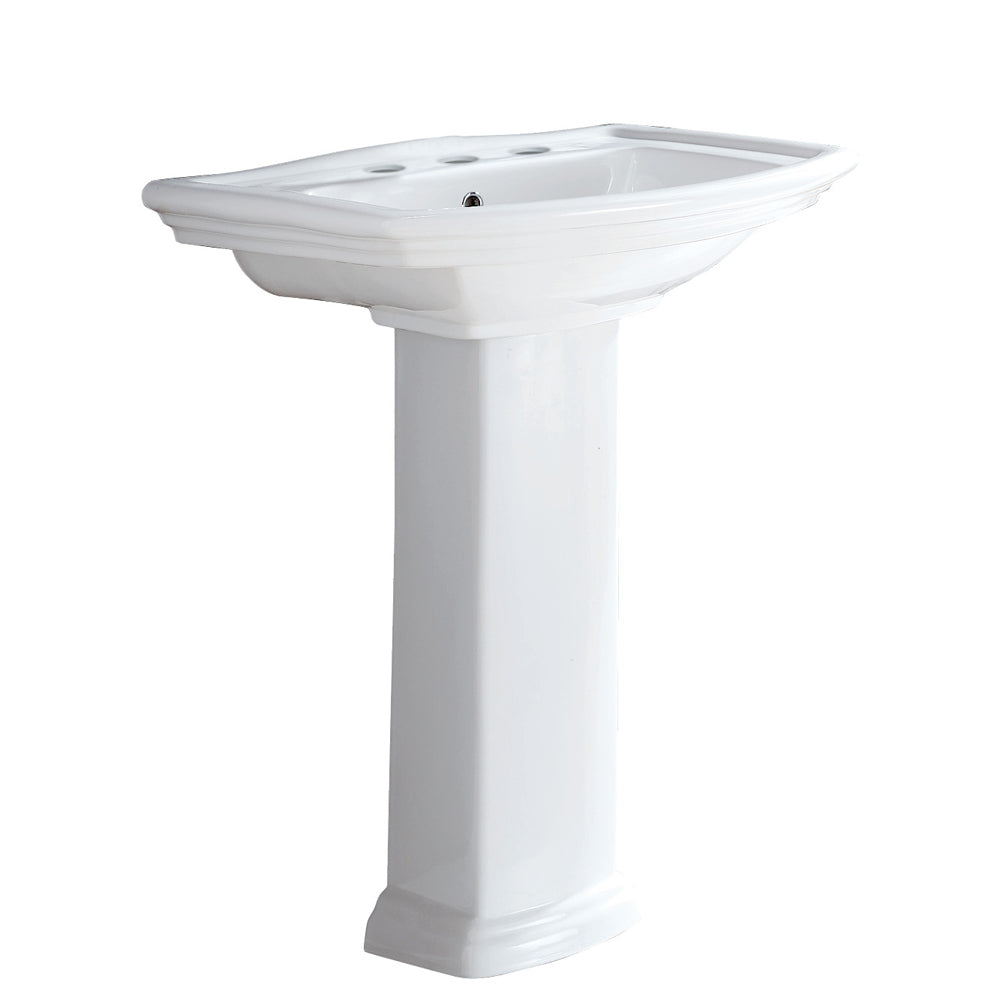 RAK Washington Pedestal Basin, Gloss White in Gloss White