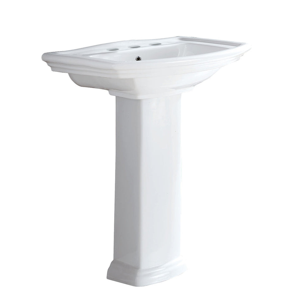 RAK Washington Pedestal Basin, Gloss White in Gloss White