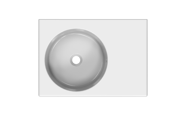 Ikon Art Round Wall Hung Basin 565mm Right Hand Shelf in Gloss White