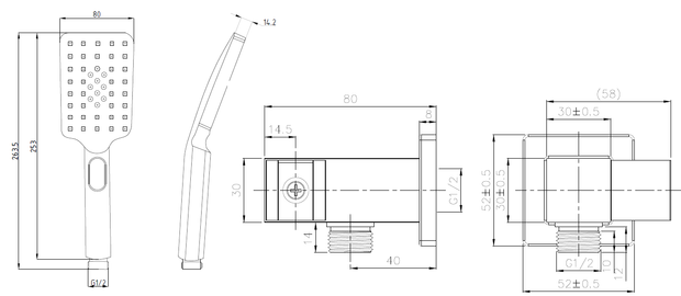 Zenmo Exon 3 Function Hand Shower on Bracket
