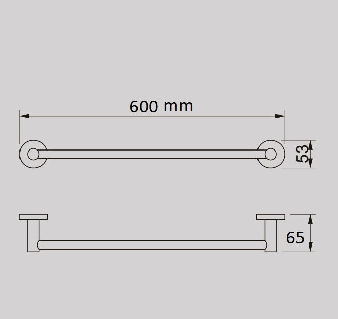 Zenmo Tiara 60cm Single Towel Rail line drawing