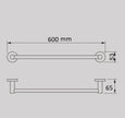 Zenmo Tiara 60cm Single Towel Rail line drawing