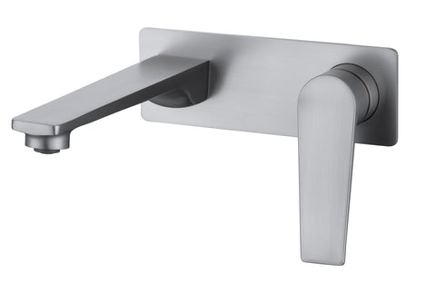 Zenmo Exon Wall Basin and Bath Set Mixer in Brushed Nickel