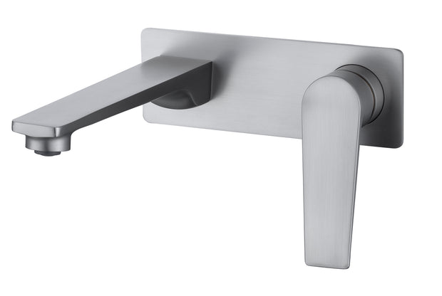 Zenmo Exon Wall Basin and Bath Set Mixer in Brushed Nickel
