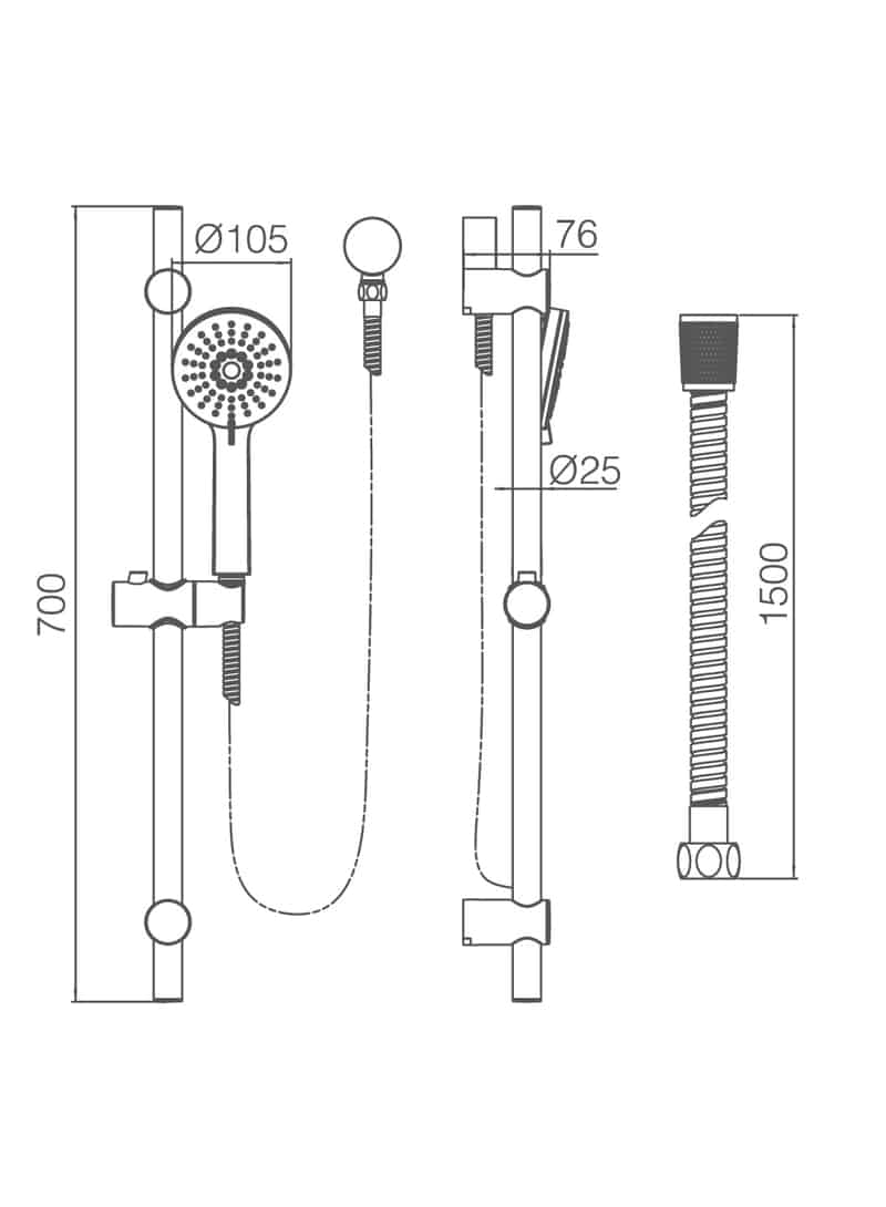 Zenmo Rainjet Shower Head on Rail