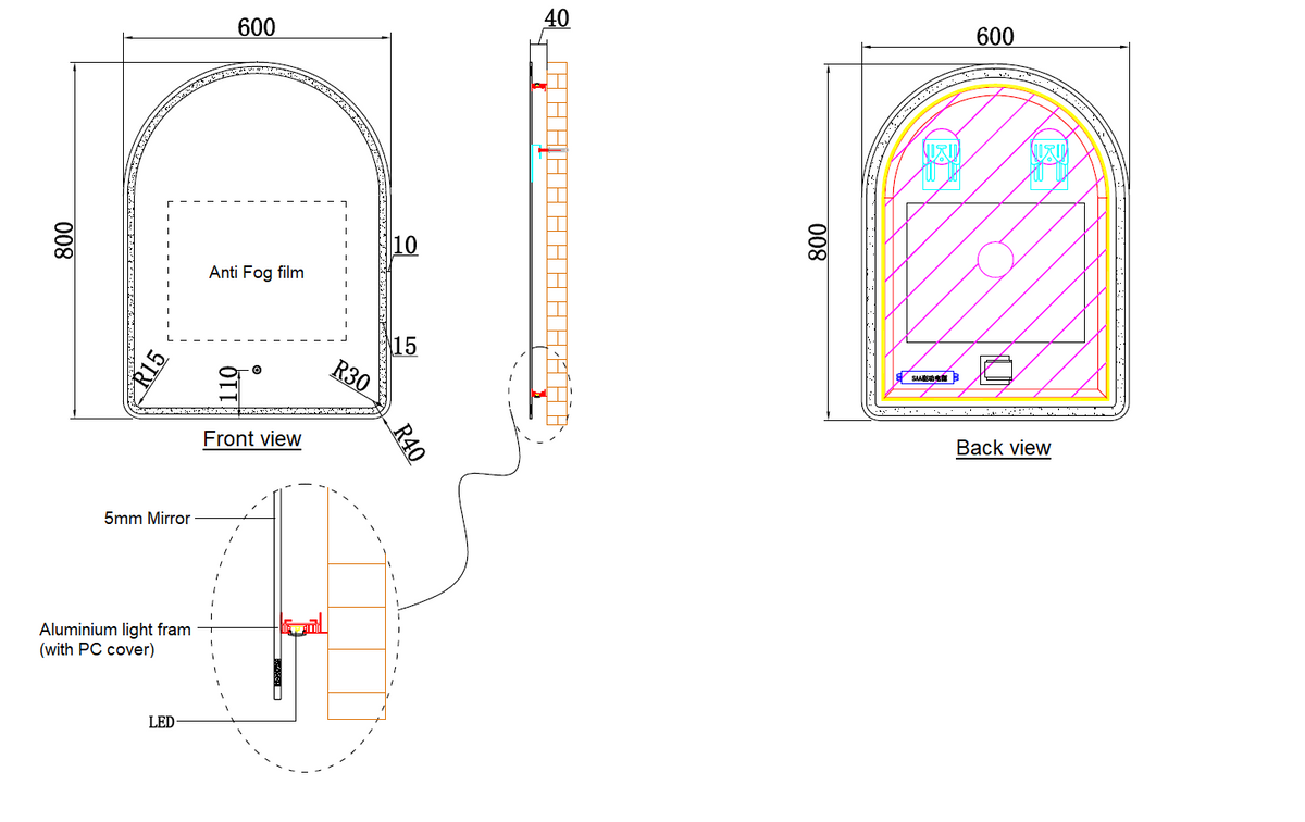Zenmo Eclipse Arch LED Mirror 600mm