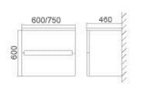 Zenmo Bella Wall Hung Vanity 750mm line drawing