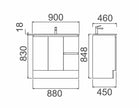 Zenmo Roxio Floor Standing Vanity 900mm line drawing