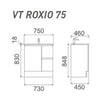 Zenmo Roxio Floor Standing Vanity 750mm line drawing