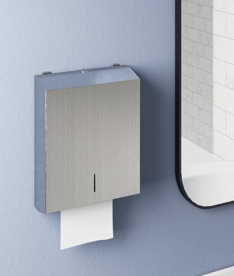 Zenmo Mobi Paper Towel Dispenser with Viewing Window in Stainless Steel bathroom accessory lifestyle