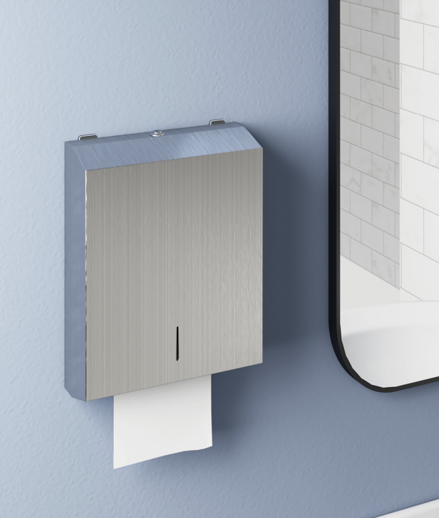 Zenmo Mobi Paper Towel Dispenser with Viewing Window in Stainless Steel bathroom accessory lifestyle