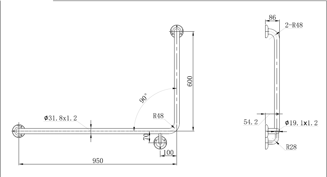 Zenmo Mobi Care 950x600mm Grab Rail