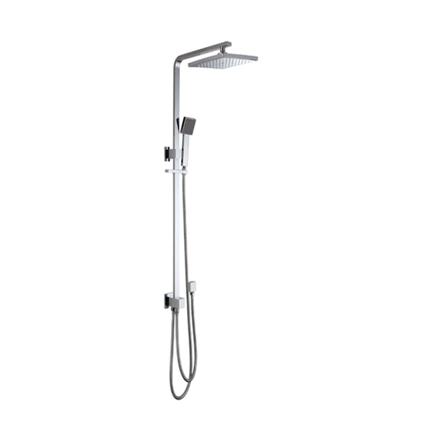 Zenmo Cube Brass Shower Head on Rail with Hand Spray in Chrome