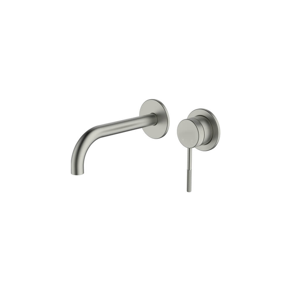 Poco Knurled Wall Basin/Bath Set 165mm Lead Free in Brushed Nickel - Two cover plates