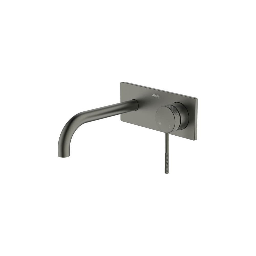 Poco Knurled Wall Basin/Bath Set 165mm Lead Free in Gun Metal - One cover plate