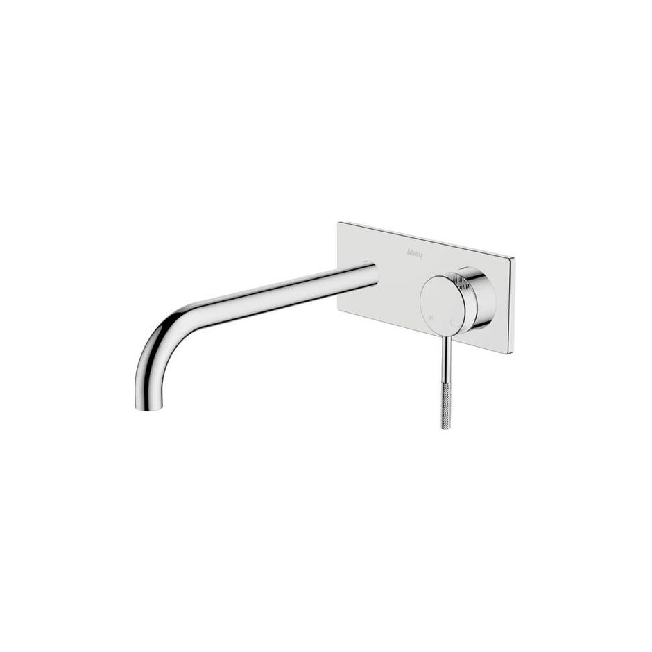 Poco Knurled Wall Basin/Bath Set 220mm Lead Free in Chrome - One cover plate