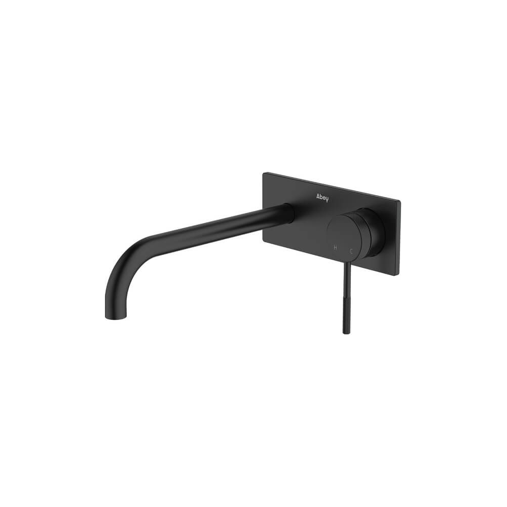 Poco Knurled Wall Basin/Bath Set 220mm Lead Free in Black - One cover plate