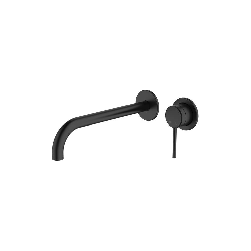 Poco Knurled Wall Basin/Bath Set 220mm Lead Free in Black - Two cover plates