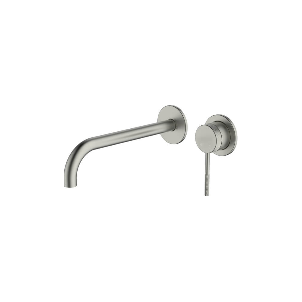Poco Knurled Wall Basin/Bath Set 220mm Lead Free in Brushed Nickel - Two cover plates
