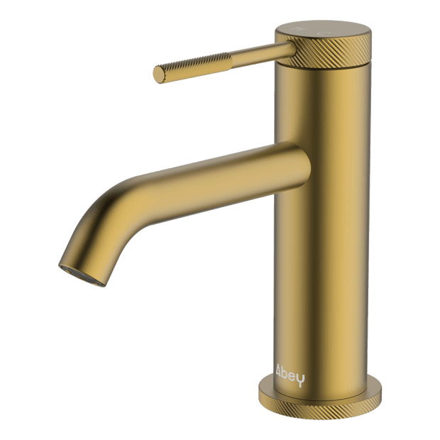 Poco Knurled Basin Mixer in Brushed Brass