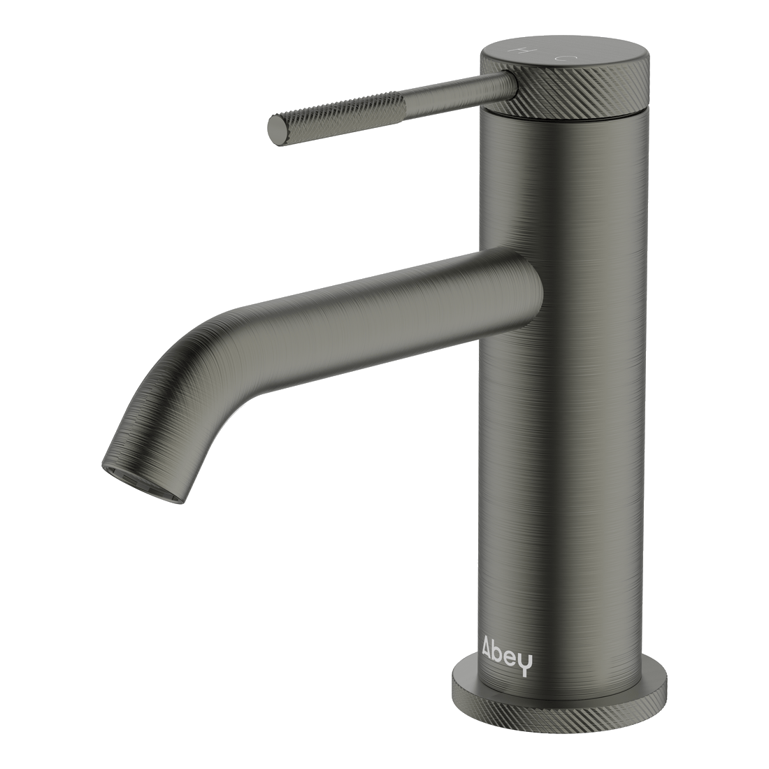 Poco Knurled Basin Mixer in Gun Metal