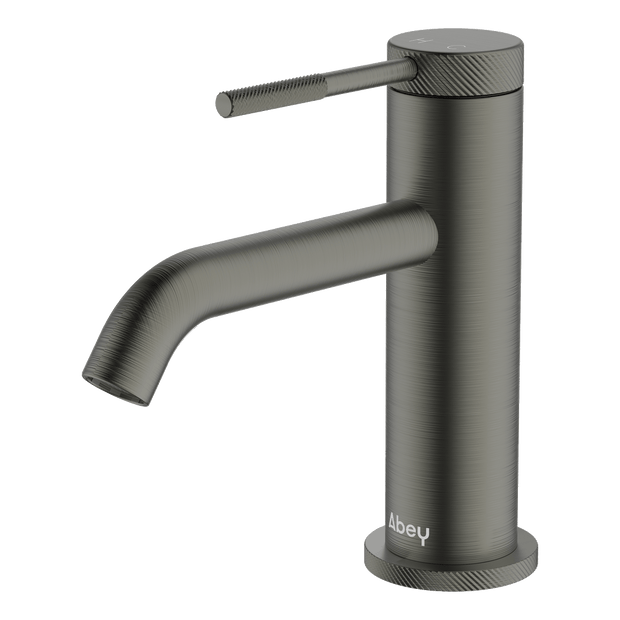 Poco Knurled Basin Mixer in Gun Metal