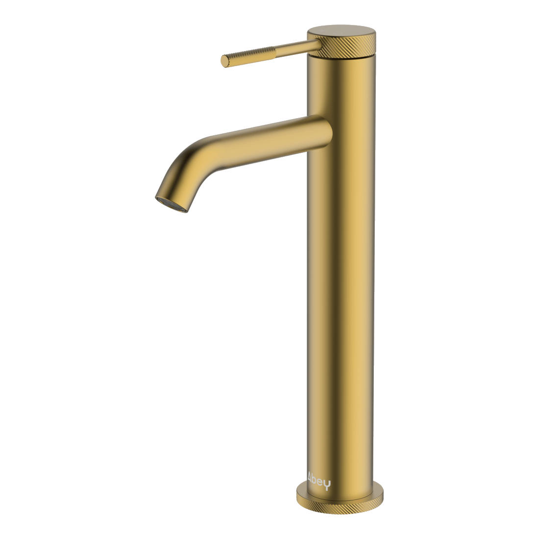 Poco Knurled High Basin Mixer in Brushed Brass