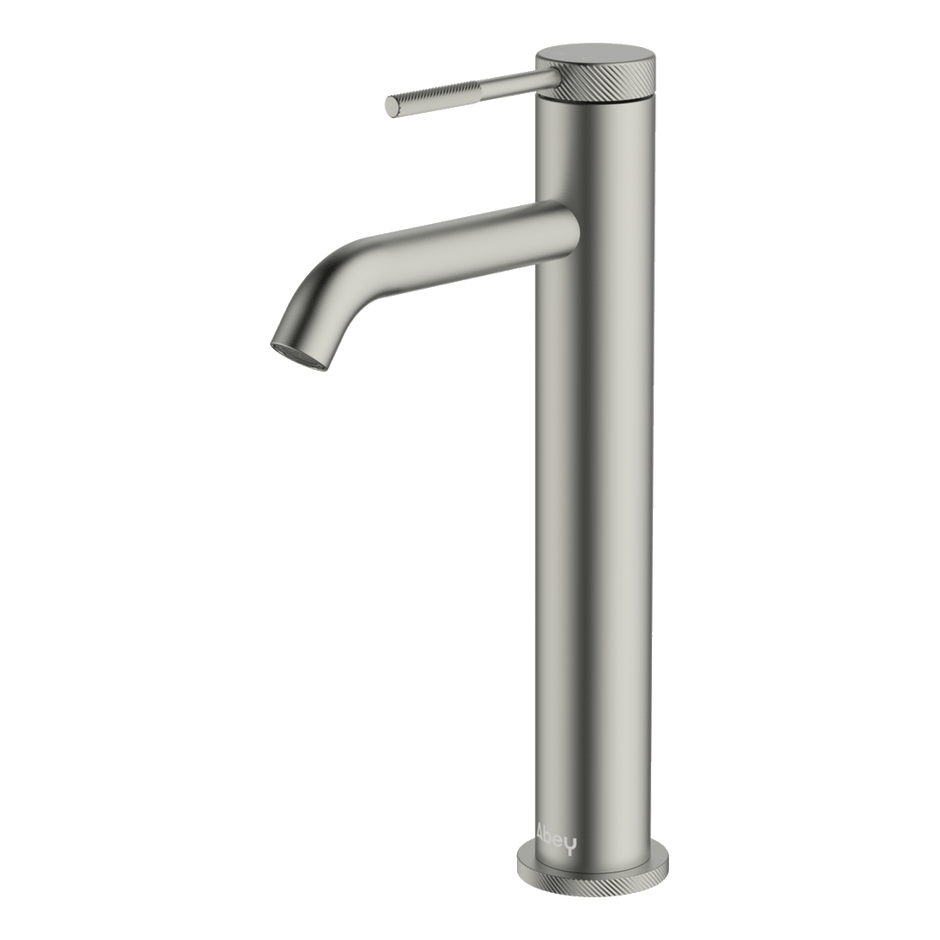 Poco Knurled High Basin Mixer in Brushed Nickel
