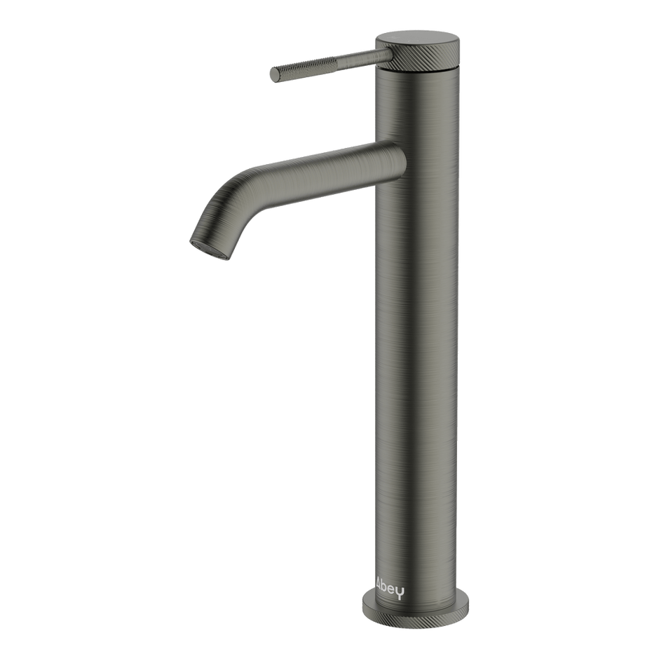 Poco Knurled High Basin Mixer in Gun Metal