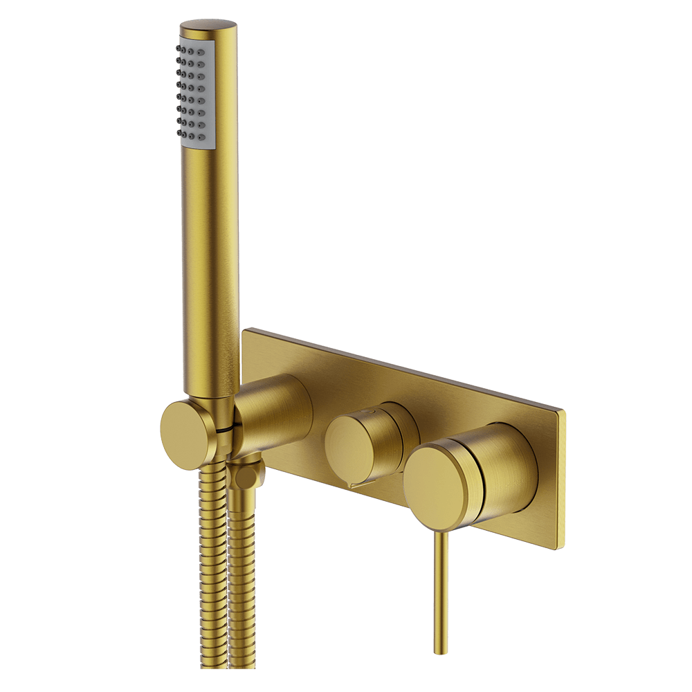Poco 3 Hole Bath/Shower Mixer Set in Brushed Brass
