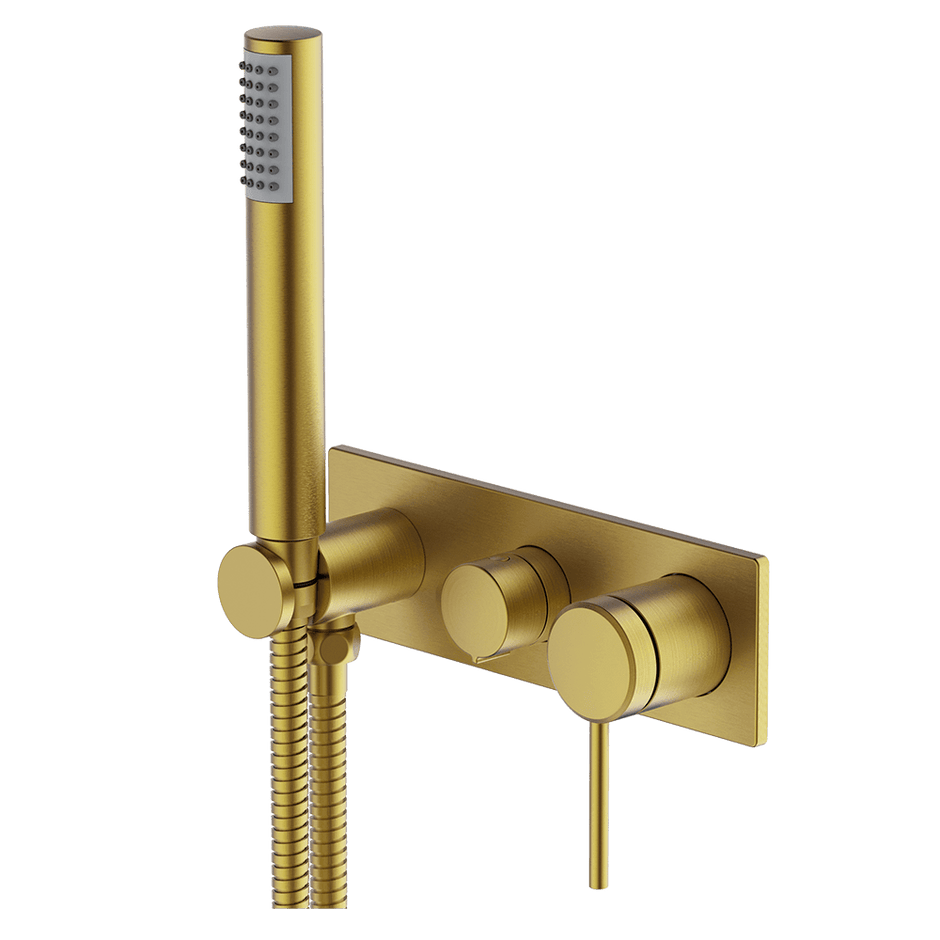 Poco 3 Hole Bath/Shower Mixer Set in Brushed Brass