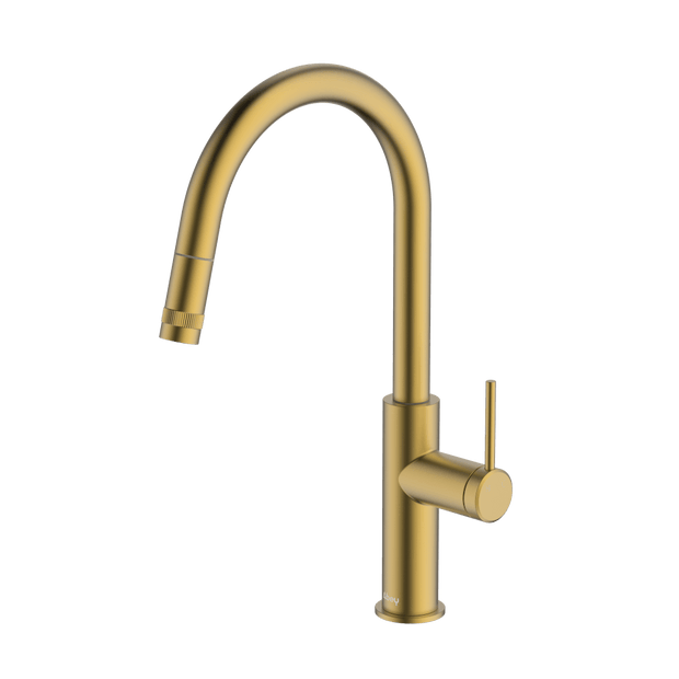 Poco Pull Out Kitchen Mixer in Brushed Brass