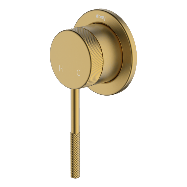 Poco Knurled Shower Mixer in Brushed Brass