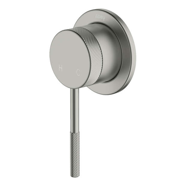 Poco Knurled Shower Mixer in Brushed Nickel