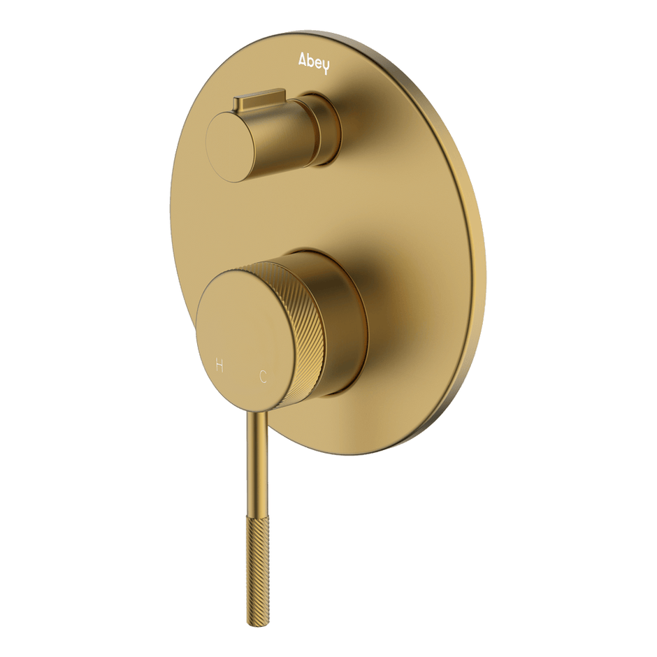 Poco Knurled Diverter Mixer in Brushed Brass