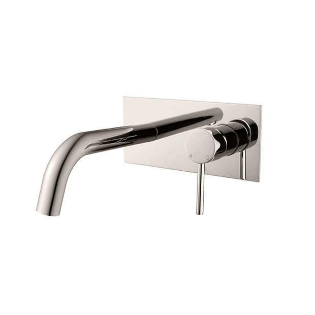 Zenmo Jess Pin Handle Basin and Bath Mixer Set in Brushed Nickel