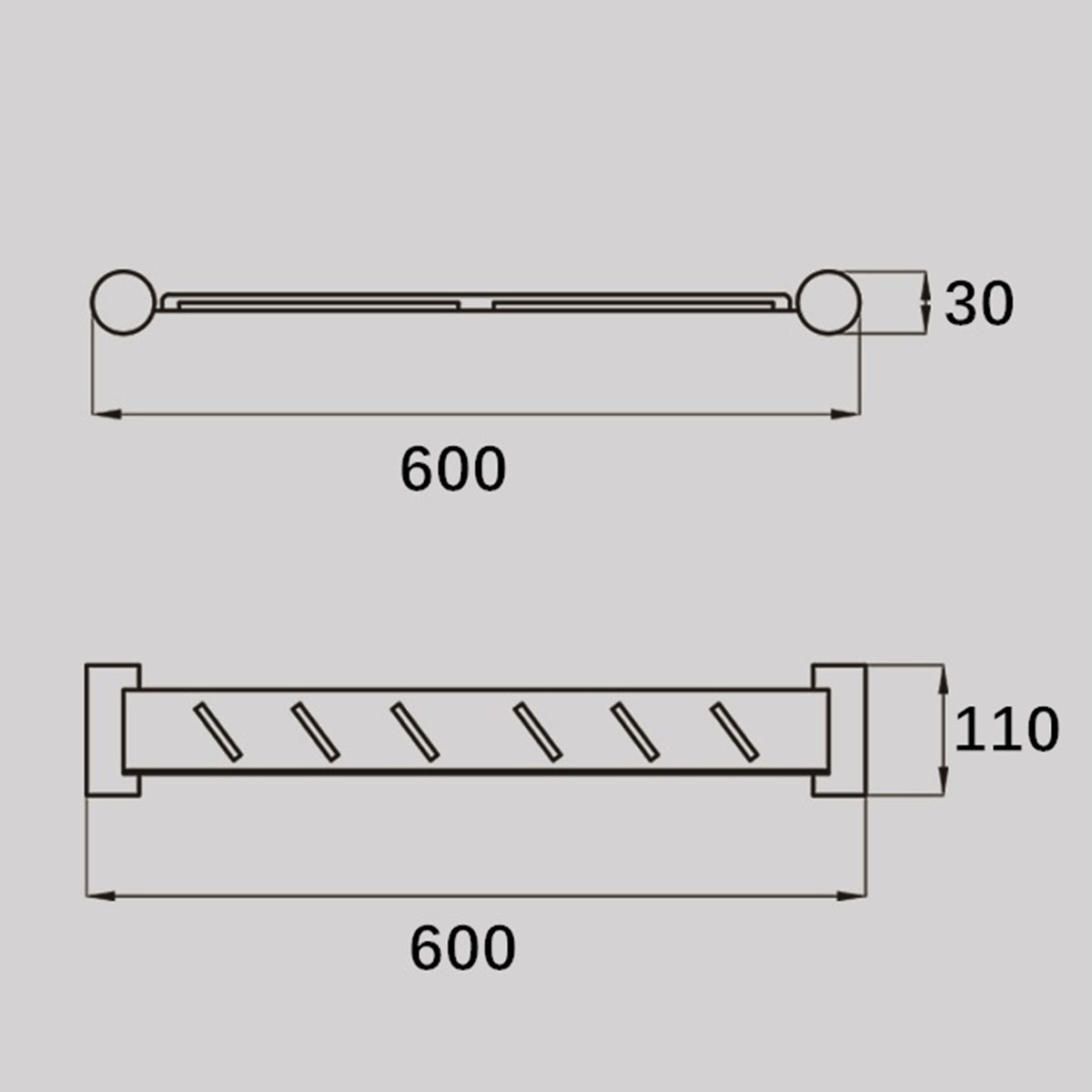 Zenmo Vivo Stainless Steel Shelf line drawing