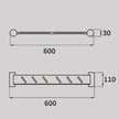 Zenmo Vivo Stainless Steel Shelf line drawing