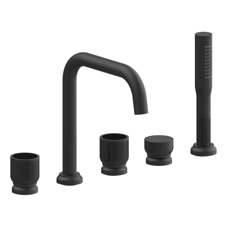 Lumiere Five Piece Bath Mixer Set in Black