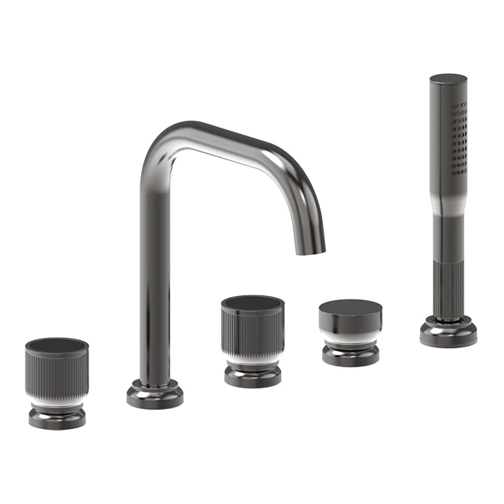 Lumiere Five Piece Bath Mixer Set in Black Brushed Nickel