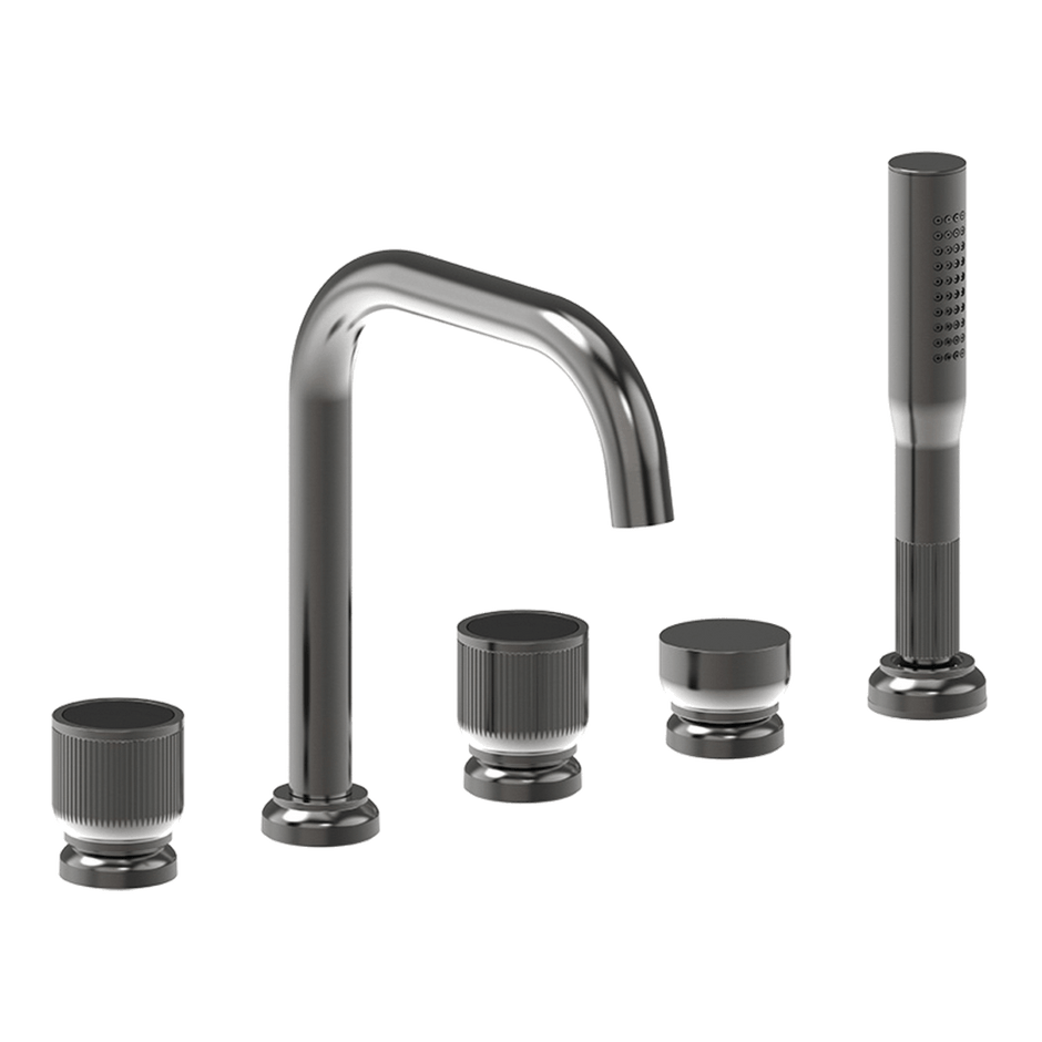 Lumiere Five Piece Bath Mixer Set in Black Brushed Nickel