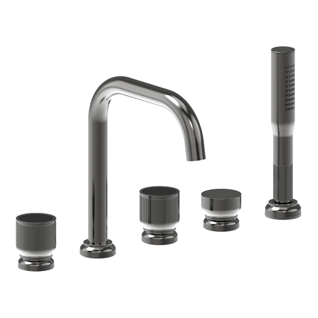 Lumiere Five Piece Bath Mixer Set in Black Brushed Nickel