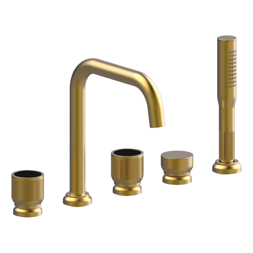 Lumiere Five Piece Bath Mixer Set in Brushed Gold