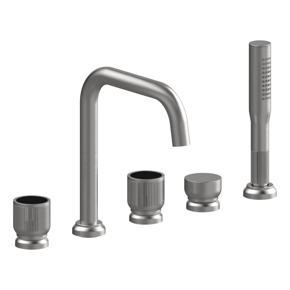 Lumiere Five Piece Bath Mixer Set in Brushed Nickel