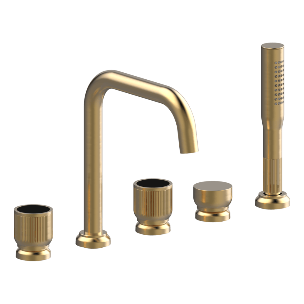 Lumiere Five Piece Bath Mixer Set in Light Gold