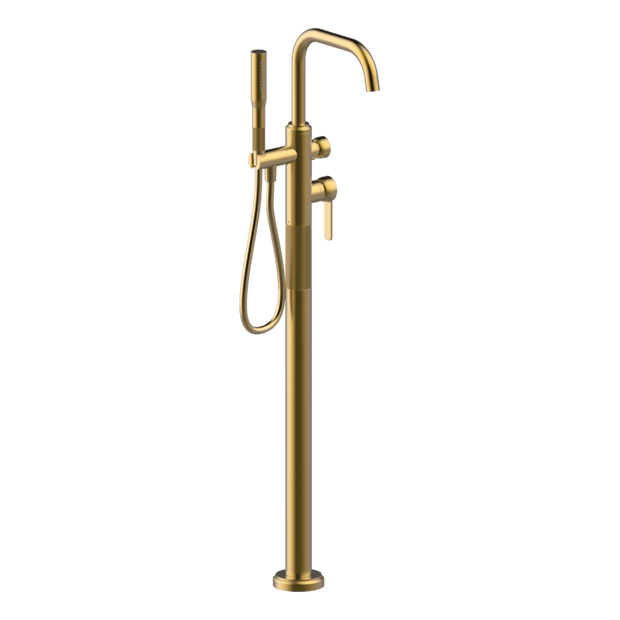 Lumiere Floor Mounted Bath Filler in Brushed Gold