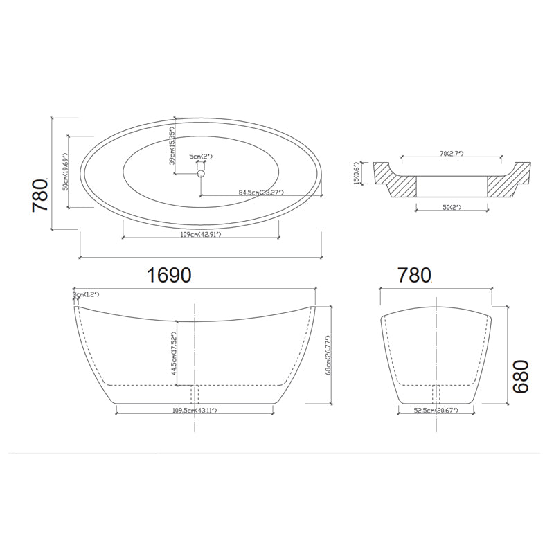 Zenmo Bravo Freestanding Bath in Gloss White