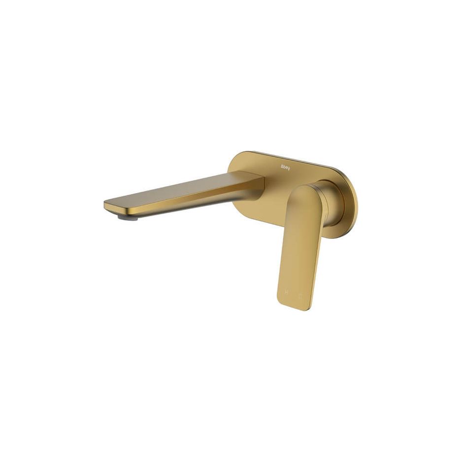 Vela Basin/Bath Set with 165mm Wall Spout in Brushed Brass - One cover plate
